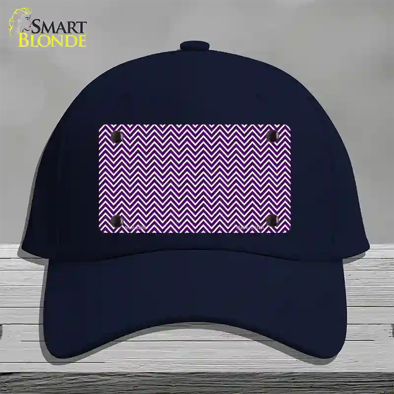 Purple White Chevron Novelty License Plate Hat Cotton / Navy