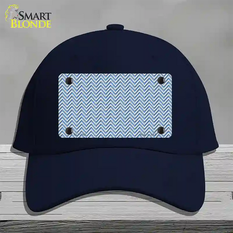 Light Blue White Chevron Novelty License Plate Hat Cotton / Navy