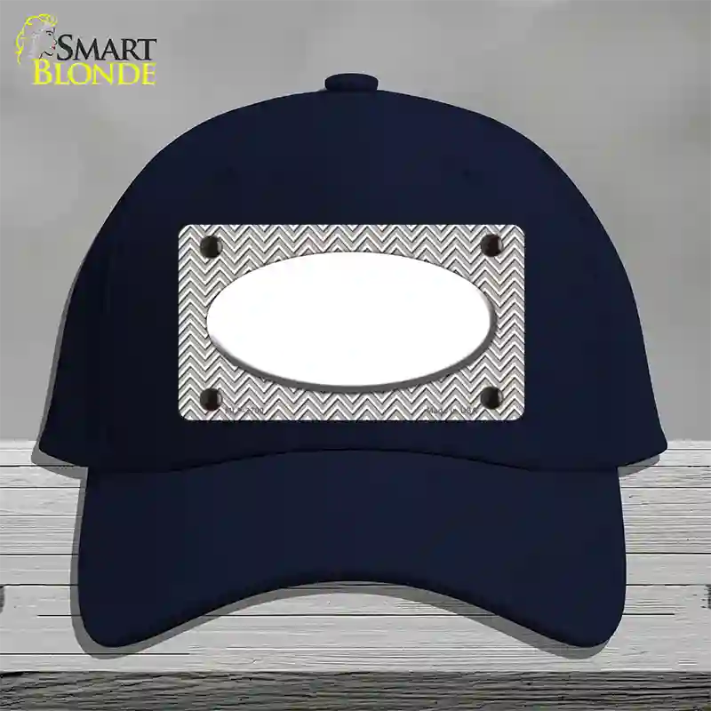 Grey White Chevon White Oval Novelty License Plate Hat Cotton / Navy