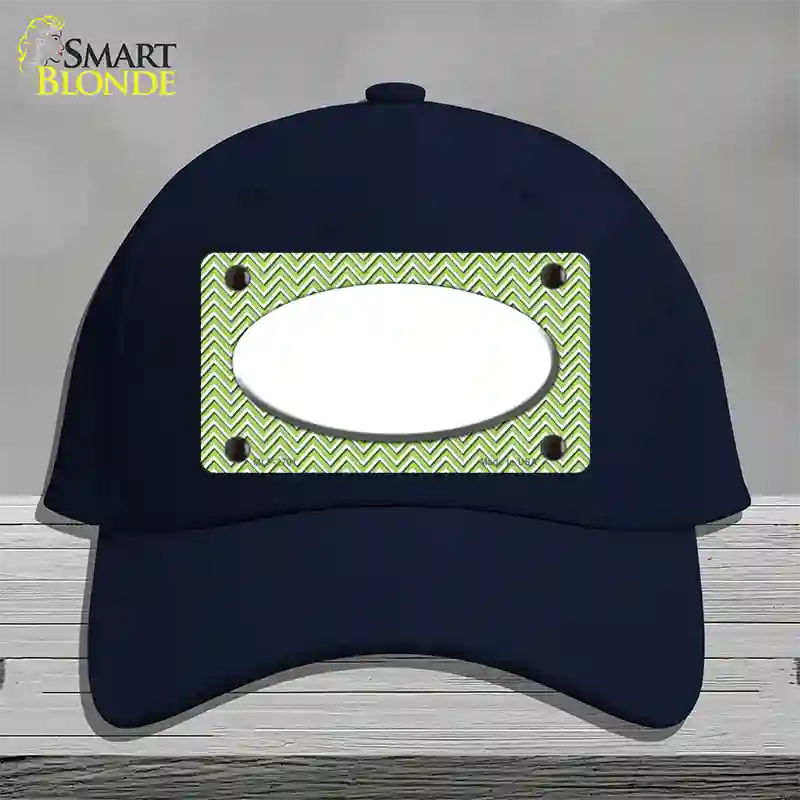 Lime Green White Chevon White Center Oval Novelty License Plate Hat Cotton / Navy