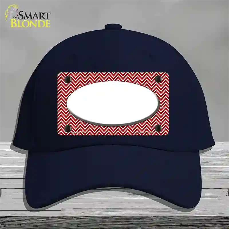 Red White Chevon White Center Oval Novelty License Plate Hat Cotton / Navy