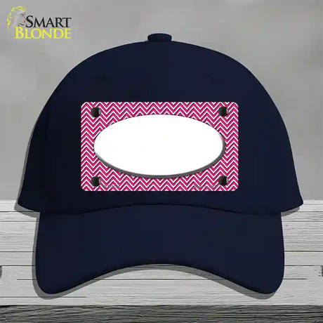 Pink White Chevon White Center Oval Novelty License Plate Hat Cotton / Navy