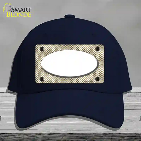 Gold White Chevon White Center Oval Novelty License Plate Hat Cotton / Navy