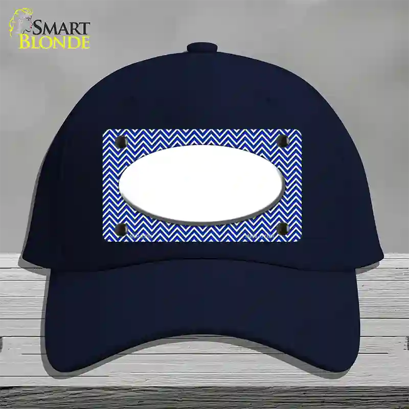 Blue White Chevon White Center Oval Novelty License Plate Hat Cotton / Navy