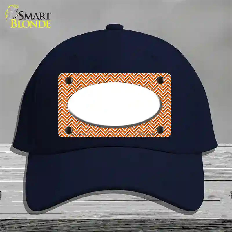 Orange White Chevon White Center Oval Novelty License Plate Hat Cotton / Navy