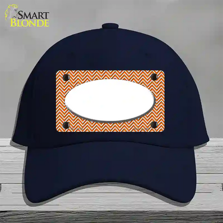 Orange White Chevon White Center Oval Novelty License Plate Hat Cotton / Navy