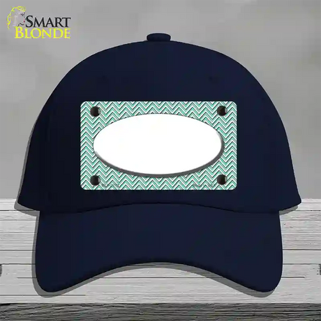 Mint White Chevon White Center Oval Novelty License Plate Hat Cotton / Navy