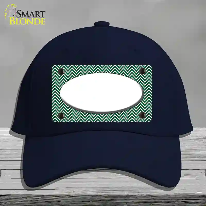 Green White Chevon White Center Oval Novelty License Plate Hat Cotton / Navy