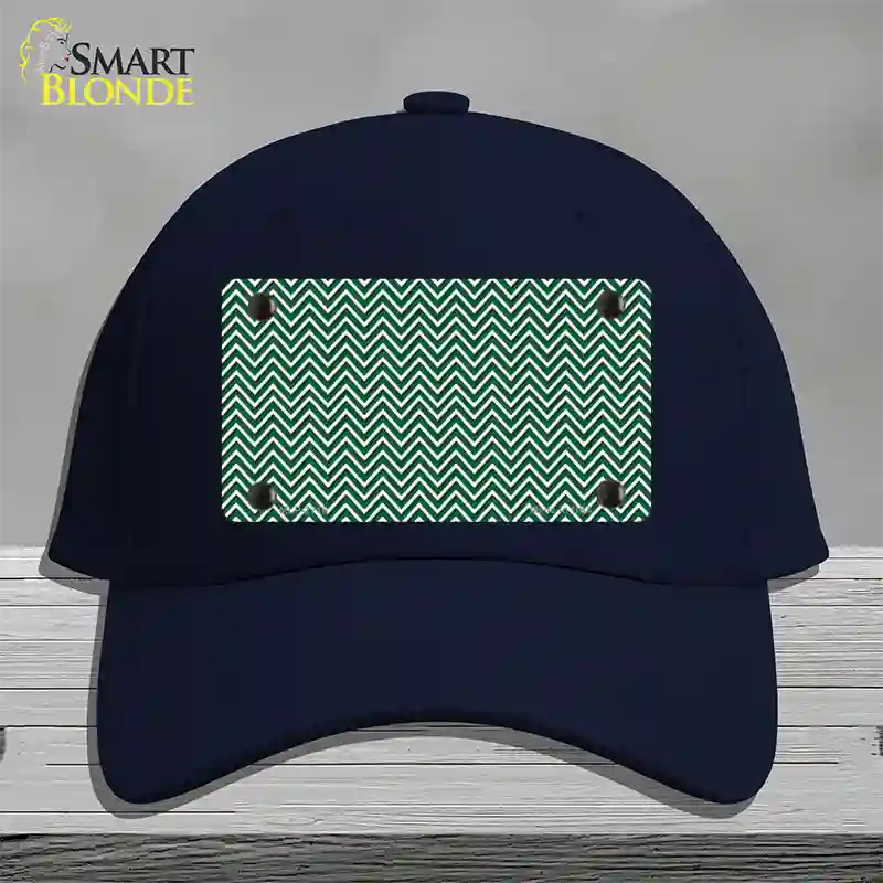 Green White Chevron Novelty License Plate Hat Cotton / Navy