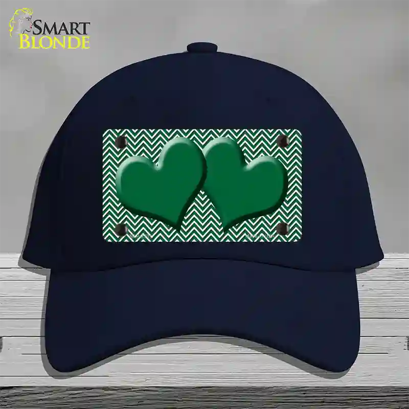 Green White Chevron Green Center Hearts Novelty License Plate Hat Cotton / Navy