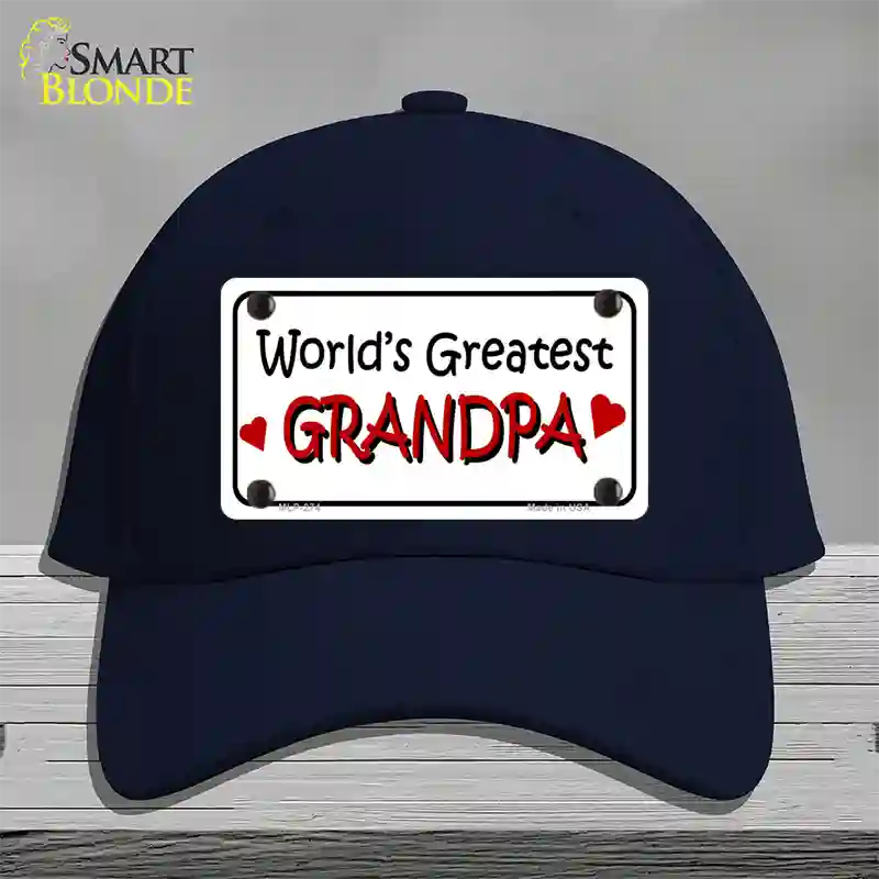 Worlds Greatest Grandpa Novelty License Plate Hat Cotton / Navy