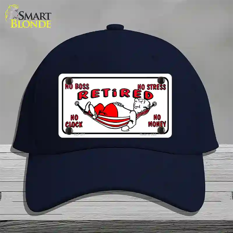 Retired With Hammock Novelty License Plate Hat Cotton / Navy