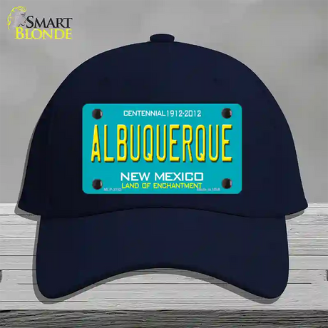 Albuquerque New Mexico Teal Novelty License Plate Hat Cotton / Navy