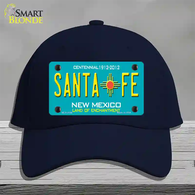 Santa Fe New Mexico Teal Novelty License Plate Hat Cotton / Navy