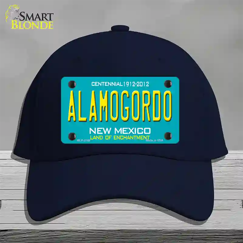 Alamogordo New Mexico Teal Novelty License Plate Hat Cotton / Navy