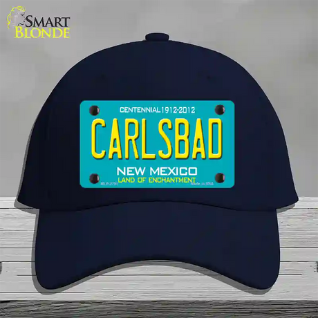 Carlsbad New Mexico Teal Novelty License Plate Hat Cotton / Navy