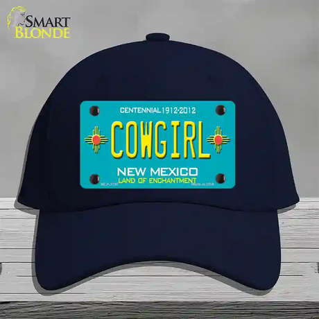 Cowgirl New Mexico Teal Novelty License Plate Hat Cotton / Navy