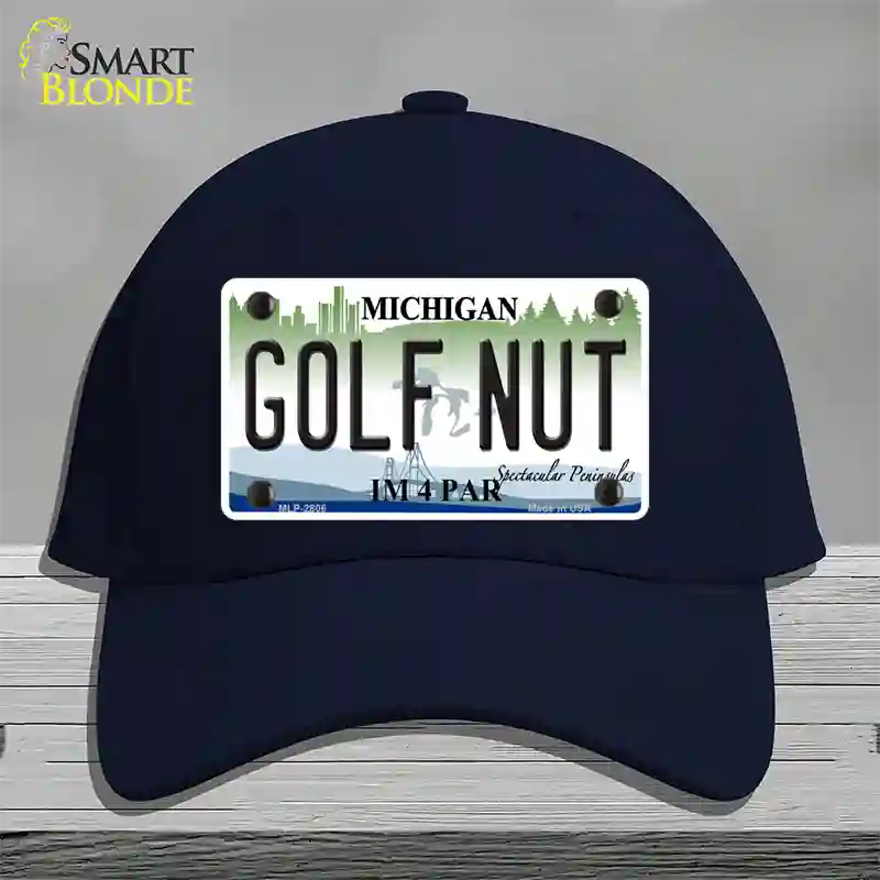 Golf Nut Michigan State Novelty License Plate Hat Cotton / Navy