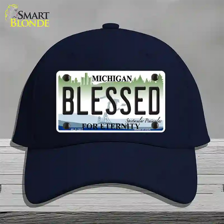 Blessed Michigan State Novelty License Plate Hat Cotton / Navy