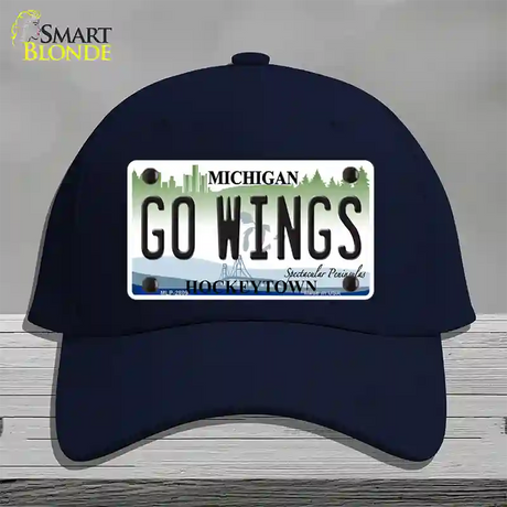 Go Wings Michigan State Novelty License Plate Hat Cotton / Navy