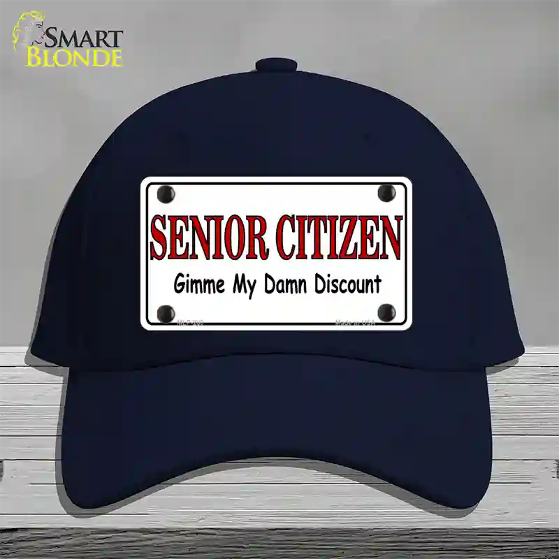 Senior Citizen Discount Novelty License Plate Hat Cotton / Navy