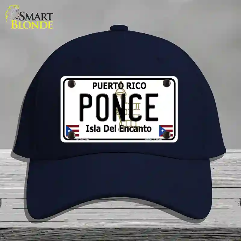 Ponce Puerto Rico Novelty License Plate Hat Cotton / Navy