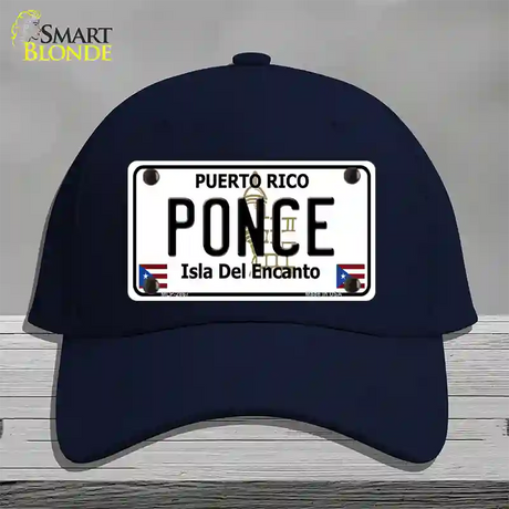 Ponce Puerto Rico Novelty License Plate Hat Cotton / Navy