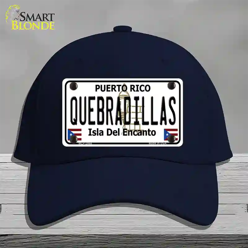 Quebradillas Puerto Rico Novelty License Plate Hat Cotton / Navy