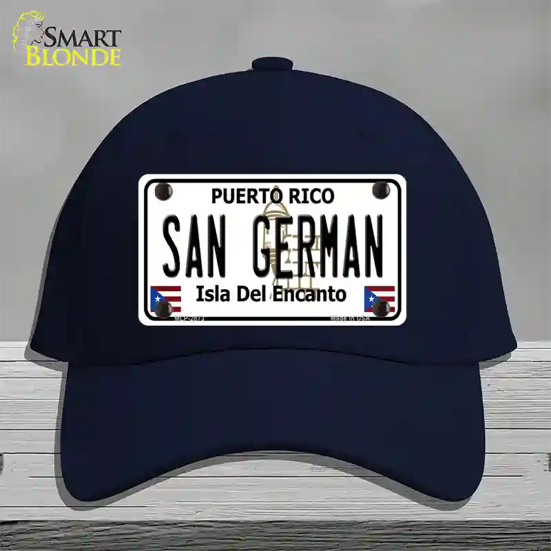 San German Puerto Rico Novelty License Plate Hat Cotton / Navy