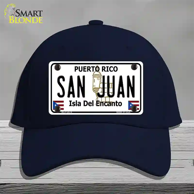 San Juan Puerto Rico Novelty License Plate Hat Cotton / Navy