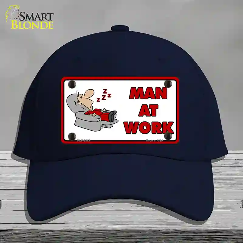 Man At Work Novelty License Plate Hat Cotton / Navy