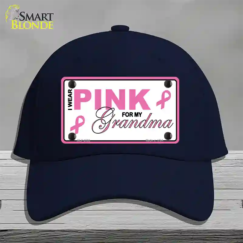 Pink For Grandma Novelty License Plate Hat Cotton / Navy