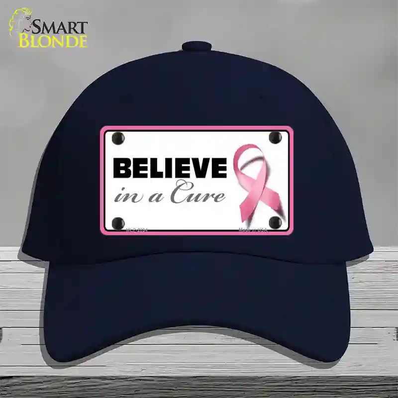 Believe In A Cure Novelty License Plate Hat Sign Cotton / Navy