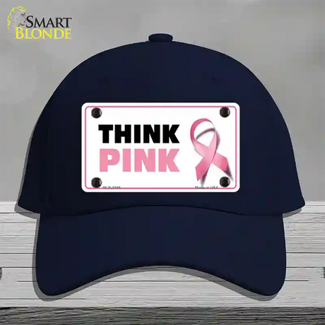 Think Pink Novelty License Plate Hat Sign Cotton / Navy