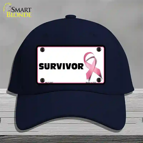 Survivor Breast Cancer Novelty License Plate Hat Cotton / Navy