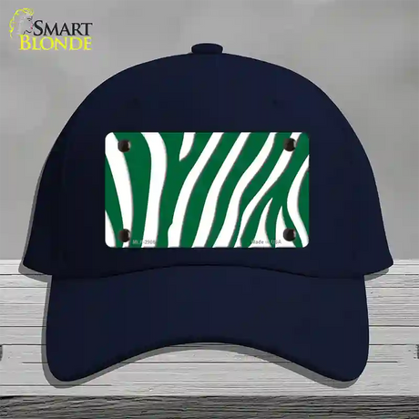 Green White Zebra Novelty License Plate Hat Cotton / Navy