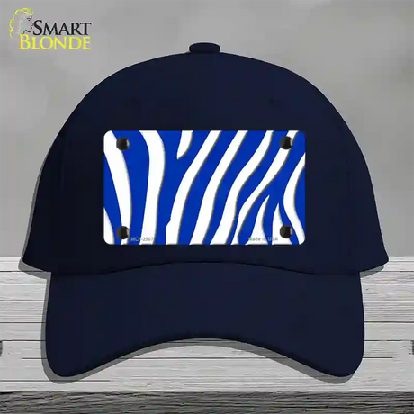 Blue White Zebra Novelty License Plate Hat Cotton / Navy