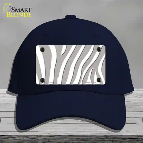 Grey White Zebra Novelty License Plate Hat Cotton / Navy