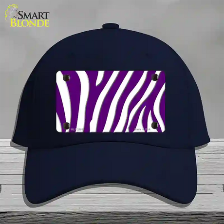 Purple White Zebra Novelty License Plate Hat Cotton / Navy