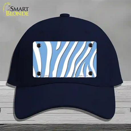 Light Blue White Zebra Novelty License Plate Hat Cotton / Navy