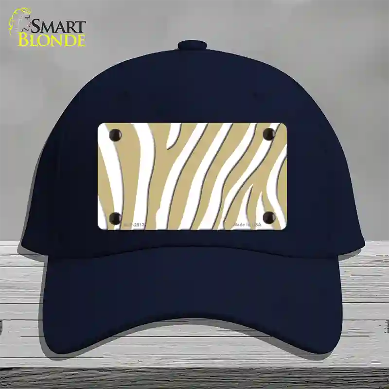 Gold White Zebra Novelty License Plate Hat Cotton / Navy