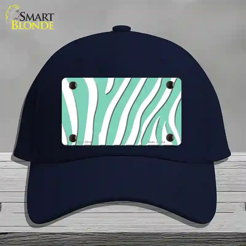 Mint White Zebra Novelty License Plate Hat Cotton / Navy