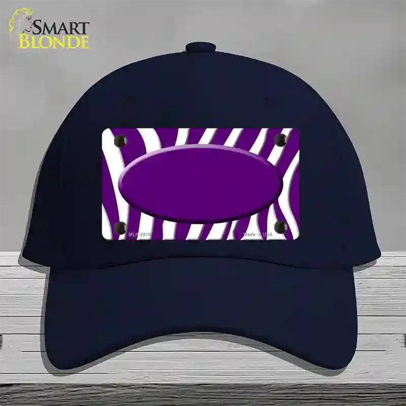 Purple White Zebra Purple Center Oval Novelty License Plate Hat Cotton / Navy