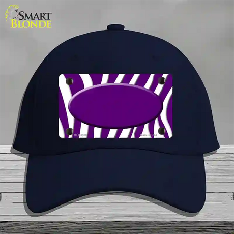 Purple White Zebra Purple Center Oval Novelty License Plate Hat Cotton / Navy