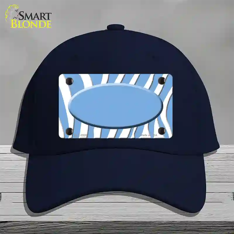 Light Blue White Zebra Light Blue Center Oval Novelty License Plate Hat Cotton / Navy