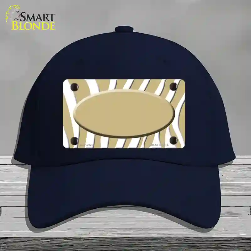 Gold White Zebra Gold Center Oval Novelty License Plate Hat Cotton / Navy