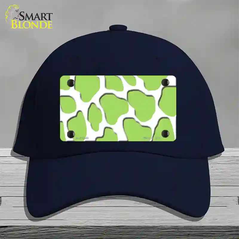 Lime Green White Giraffe Novelty License Plate Hat Cotton / Navy