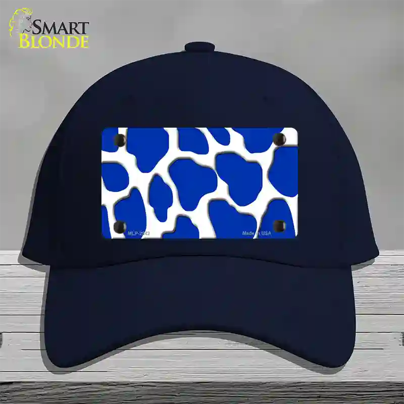 Blue White Giraffe Novelty License Plate Hat Cotton / Navy