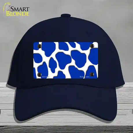 Blue White Giraffe Novelty License Plate Hat Cotton / Navy