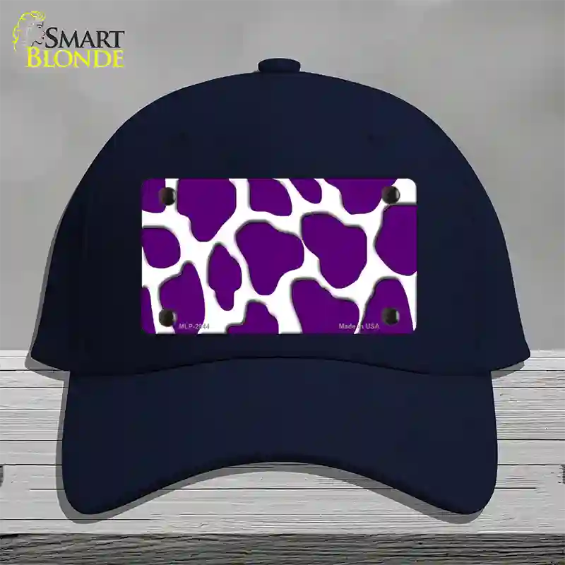 Purple White Giraffe Novelty License Plate Hat Cotton / Navy